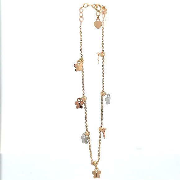 18K Gold Bracelet Butterflies Charms Three Tones Size 8 inches 2.54 grams - Picture 6 of 6